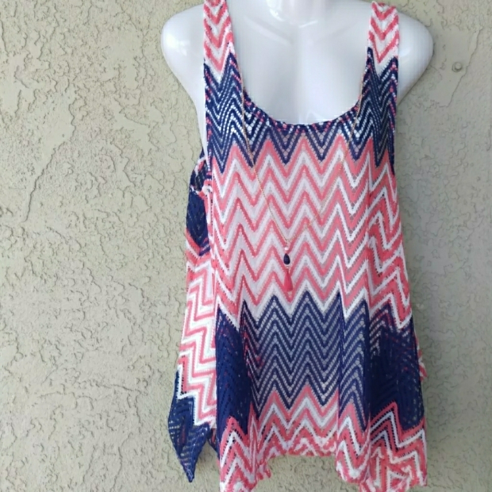 Rue21 colorful tunic tank top with accessory neckl
